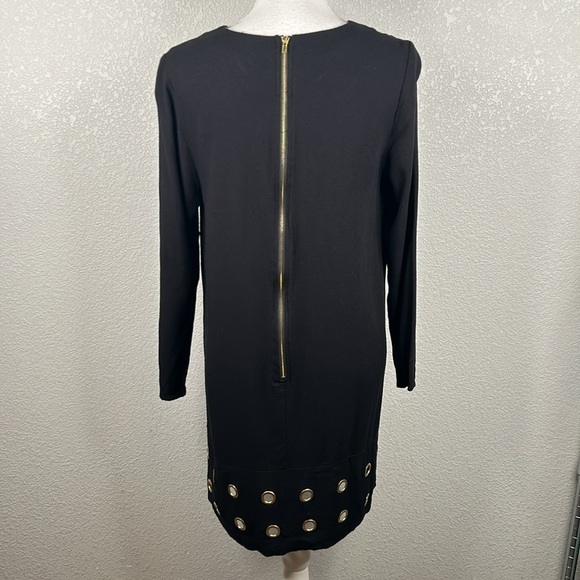JustFab Black Gold Grommet Hem Midi Dress Size Medium - Picture 4 of 7